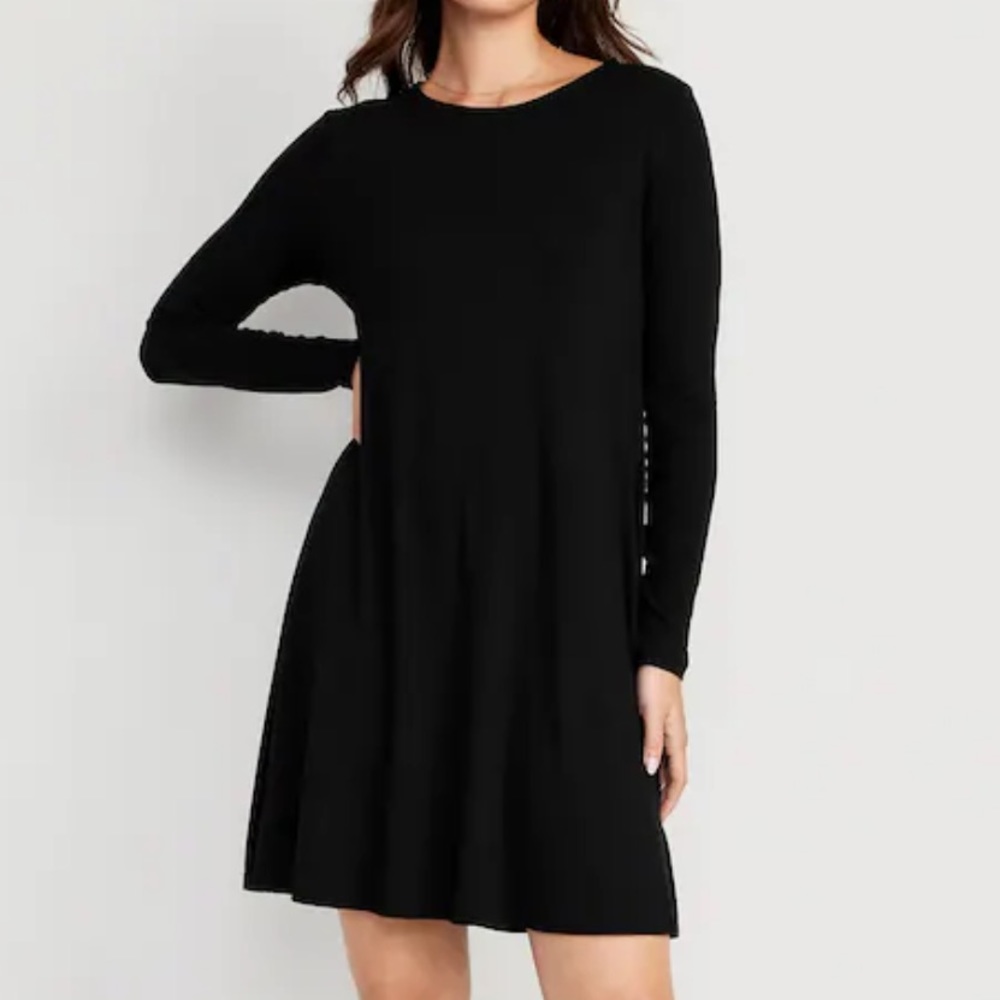 Old Navy Black Jersey-Knit Mini Swing Dress